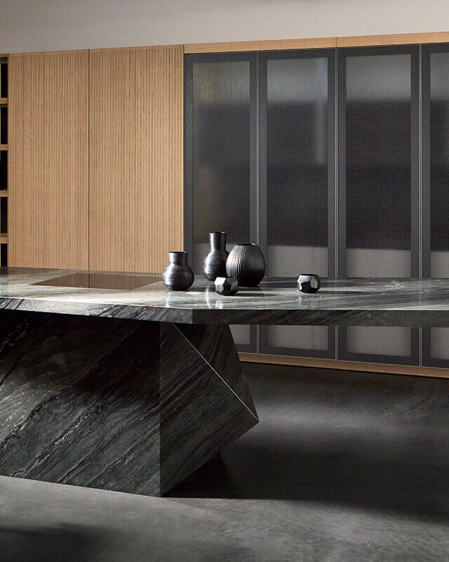 Black Tempest + veneer vertical wooden stripes - nami