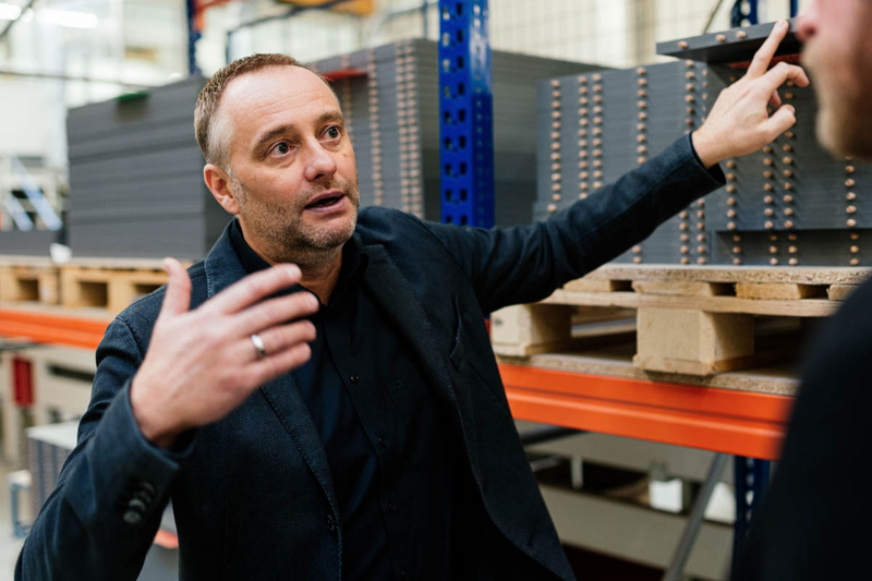 Michael Brinkjost gives a tour of the production site — many distributors like to see  it for themselves